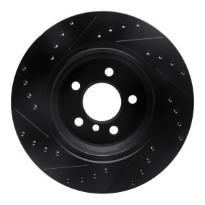 BMW X5 Brake Rotor (1) - Rear Right - R1 Concepts - Drilled & Slotted - Black - `02-`06